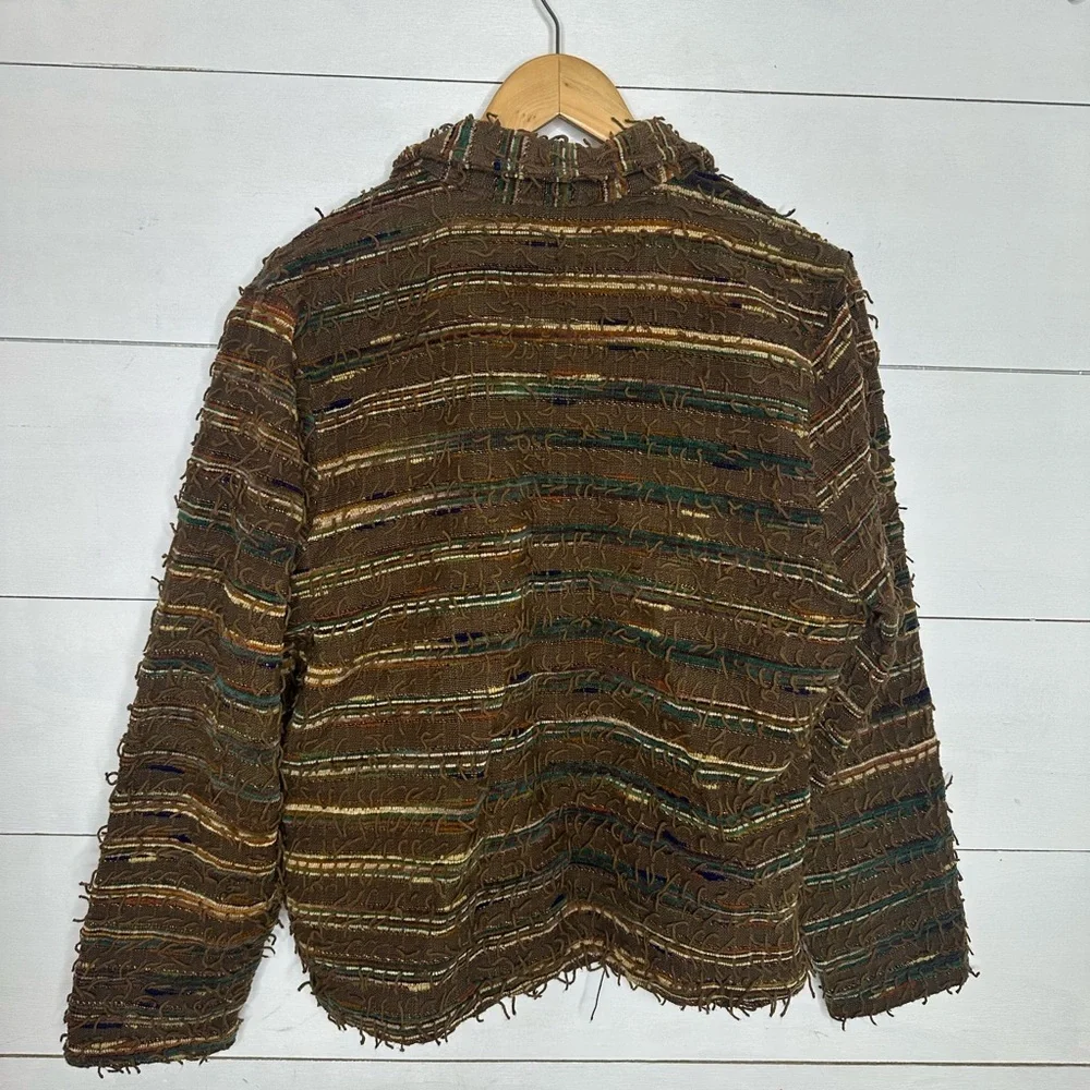 Vintage Life Style Boho Textured Woven Jacket Women’s Large | Brown Earth Tone - Picture 6 of 6